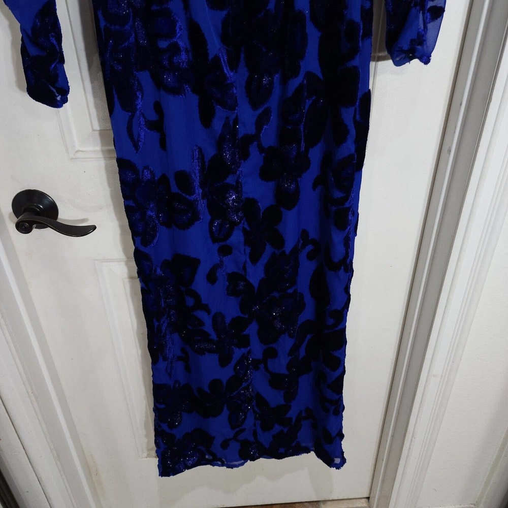 House of Harlow Revolve Womens Dress Ivan Blue Velour Burnout Ruffle Slit Sz XXS - Picture 13 of 15